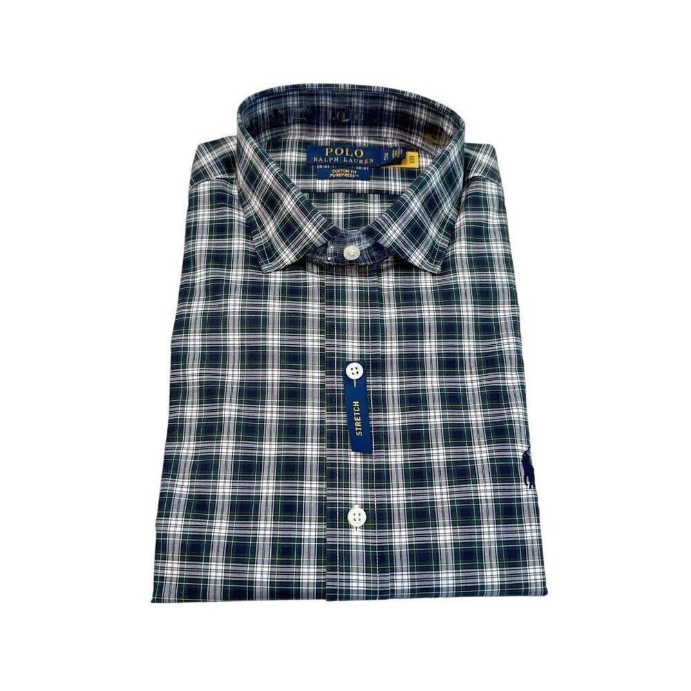 Polo Ralph Lauren Custom Fit Pure Press Plaid Button Up Dress Shirt Size 16.5/42